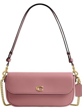 🩷Coach Pre Owned Like New Peony Pink Brook Flap Shoulder Bag Brass Hardware